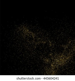 Gold glitter texture isolated on black. Celebratory background. Golden explosion of confetti. Vector illustration,eps 10.