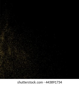 Gold glitter texture isolated on black. Celebratory background. Golden explosion of confetti. Vector illustration,eps 10.
