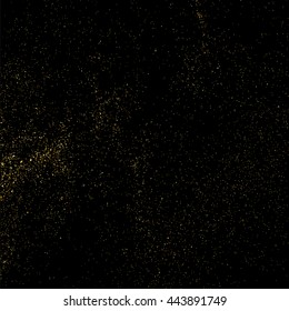 Gold glitter texture isolated on black. Celebratory background. Golden explosion of confetti. Vector illustration,eps 10.