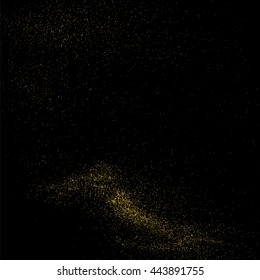 Gold glitter texture isolated on black. Celebratory background. Golden explosion of confetti. Vector illustration,eps 10.