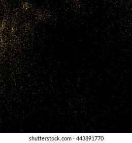 Gold glitter texture isolated on black. Celebratory background. Golden explosion of confetti. Vector illustration,eps 10.