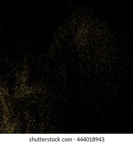Gold glitter texture isolated on black. Celebratory background. Golden explosion of confetti. Vector illustration,eps 10.