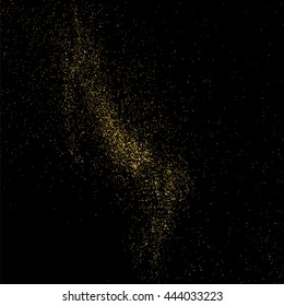 Gold glitter texture isolated on black. Celebratory background. Golden explosion of confetti. Vector illustration,eps 10.
