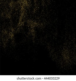 Gold glitter texture isolated on black. Celebratory background. Golden explosion of confetti. Vector illustration,eps 10.