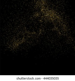 Gold glitter texture isolated on black. Celebratory background. Golden explosion of confetti. Vector illustration,eps 10.