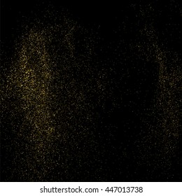Gold glitter texture isolated on black. Celebratory background. Golden explosion of confetti. Vector illustration,eps 10.