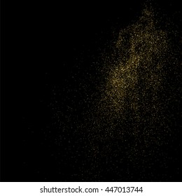 Gold glitter texture isolated on black. Celebratory background. Golden explosion of confetti. Vector illustration,eps 10.