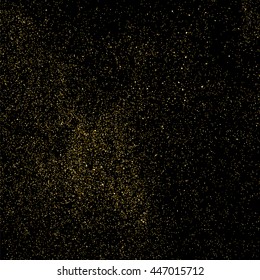 Gold glitter texture isolated on black. Celebratory background. Golden explosion of confetti. Vector illustration,eps 10.