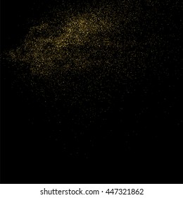 Gold glitter texture isolated on black. Celebratory background. Golden explosion of confetti. Vector illustration,eps 10.