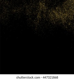 Gold glitter texture isolated on black. Celebratory background. Golden explosion of confetti. Vector illustration,eps 10.