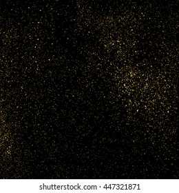 Gold glitter texture isolated on black. Celebratory background. Golden explosion of confetti. Vector illustration,eps 10.