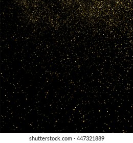 Gold glitter texture isolated on black. Celebratory background. Golden explosion of confetti. Vector illustration,eps 10.
