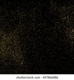 Gold glitter texture isolated on black. Celebratory background. Golden explosion of confetti. Vector illustration,eps 10.