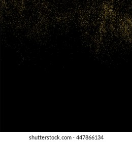 Gold glitter texture isolated on black. Celebratory background. Golden explosion of confetti. Vector illustration,eps 10.