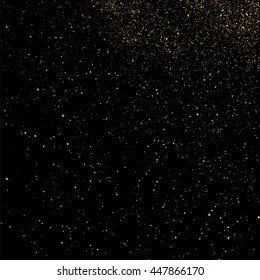 Gold glitter texture isolated on black. Celebratory background. Golden explosion of confetti. Vector illustration,eps 10.