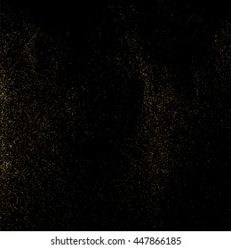 Gold glitter texture isolated on black. Celebratory background. Golden explosion of confetti. Vector illustration,eps 10.