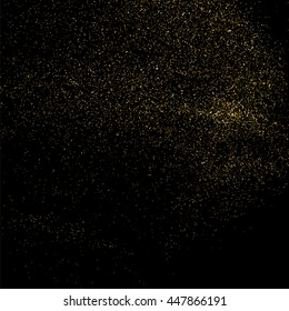 Gold glitter texture isolated on black. Celebratory background. Golden explosion of confetti. Vector illustration,eps 10.