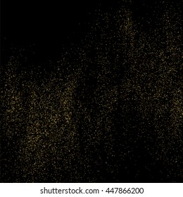 Gold glitter texture isolated on black. Celebratory background. Golden explosion of confetti. Vector illustration,eps 10.