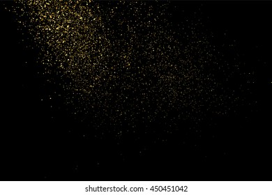 Gold glitter texture isolated on black. Celebratory background. Golden explosion of confetti. Vector illustration,eps 10.