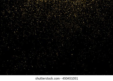 Gold glitter texture isolated on black. Celebratory background. Golden explosion of confetti. Vector illustration,eps 10.