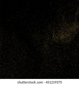 Gold glitter texture isolated on black. Celebratory background. Golden explosion of confetti. Vector illustration,eps 10.