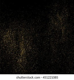 Gold glitter texture isolated on black. Celebratory background. Golden explosion of confetti. Vector illustration,eps 10.