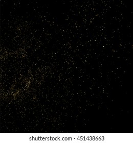 Gold glitter texture isolated on black. Celebratory background. Golden explosion of confetti. Vector illustration,eps 10.