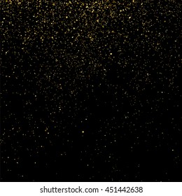 Gold glitter texture isolated on black. Celebratory background. Golden explosion of confetti. Vector illustration,eps 10.