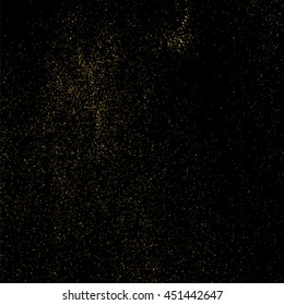 Gold glitter texture isolated on black. Celebratory background. Golden explosion of confetti. Vector illustration,eps 10.