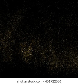 Gold glitter texture isolated on black. Celebratory background. Golden explosion of confetti. Vector illustration,eps 10.