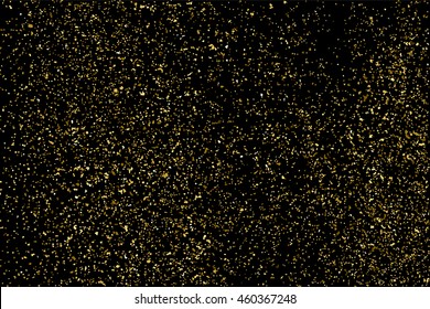 Gold glitter texture isolated on black. Celebratory background. Golden explosion of confetti. Vector illustration,eps 10.
