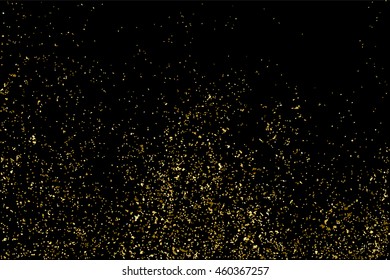 Gold glitter texture isolated on black. Celebratory background. Golden explosion of confetti. Vector illustration,eps 10.