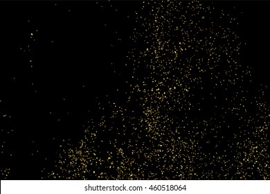 Gold glitter texture isolated on black. Celebratory background. Golden explosion of confetti. Vector illustration,eps 10.