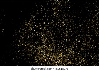 Gold glitter texture isolated on black. Celebratory background. Golden explosion of confetti. Vector illustration,eps 10.