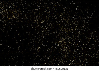 Gold glitter texture isolated on black. Celebratory background. Golden explosion of confetti. Vector illustration,eps 10.