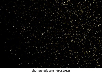 Gold glitter texture isolated on black. Celebratory background. Golden explosion of confetti. Vector illustration,eps 10.