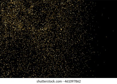 Gold glitter texture isolated on black. Celebratory background. Golden explosion of confetti. Vector illustration,eps 10.