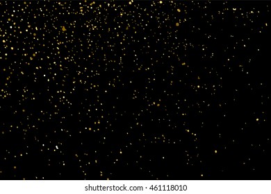Gold glitter texture isolated on black. Celebratory background. Golden explosion of confetti. Vector illustration,eps 10.