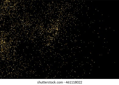 Gold glitter texture isolated on black. Celebratory background. Golden explosion of confetti. Vector illustration,eps 10.