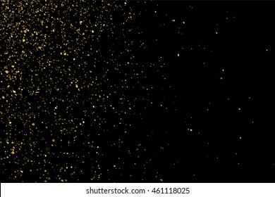 Gold glitter texture isolated on black. Celebratory background. Golden explosion of confetti. Vector illustration,eps 10.