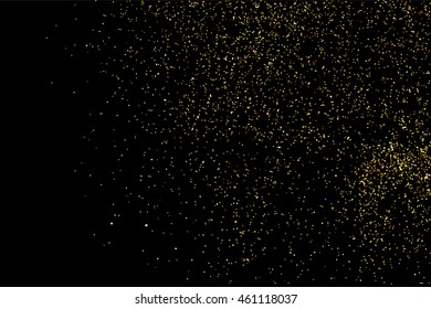 Gold glitter texture isolated on black. Celebratory background. Golden explosion of confetti. Vector illustration,eps 10.