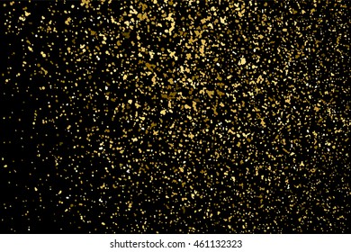 Gold glitter texture isolated on black. Celebratory background. Golden explosion of confetti. Vector illustration,eps 10.
