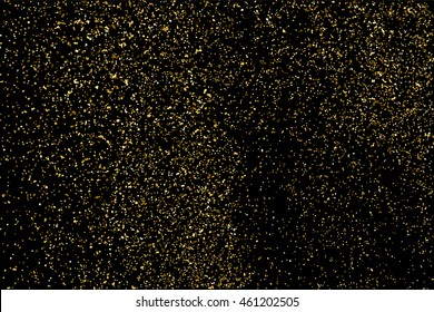 Gold glitter texture isolated on black. Celebratory background. Golden explosion of confetti. Vector illustration,eps 10.