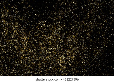 Gold glitter texture isolated on black. Celebratory background. Golden explosion of confetti. Vector illustration,eps 10.
