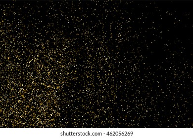 Gold glitter texture isolated on black. Celebratory background. Golden explosion of confetti. Vector illustration,eps 10.