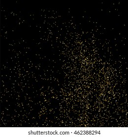 Gold glitter texture isolated on black. Celebratory background. Golden explosion of confetti. Vector illustration,eps 10.