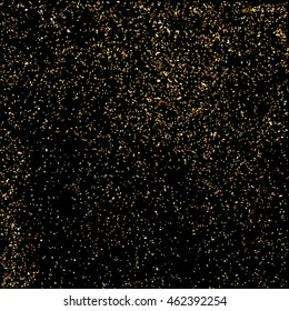Gold glitter texture isolated on black. Celebratory background. Golden explosion of confetti. Vector illustration,eps 10.
