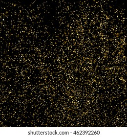 Gold glitter texture isolated on black. Celebratory background. Golden explosion of confetti. Vector illustration,eps 10.