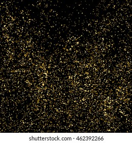 Gold glitter texture isolated on black. Celebratory background. Golden explosion of confetti. Vector illustration,eps 10.