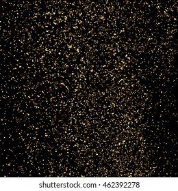 Gold glitter texture isolated on black. Celebratory background. Golden explosion of confetti. Vector illustration,eps 10.